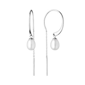 Cercei argint rotunzi cu lant si perle naturale albe DiAmanti SK21107E_W-G (Argint 925‰ 1,8 g.)